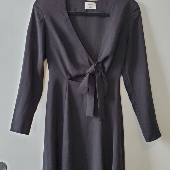 Aritzia Wilfred Black Tie Front Midi Dress - Picture 2 of 8